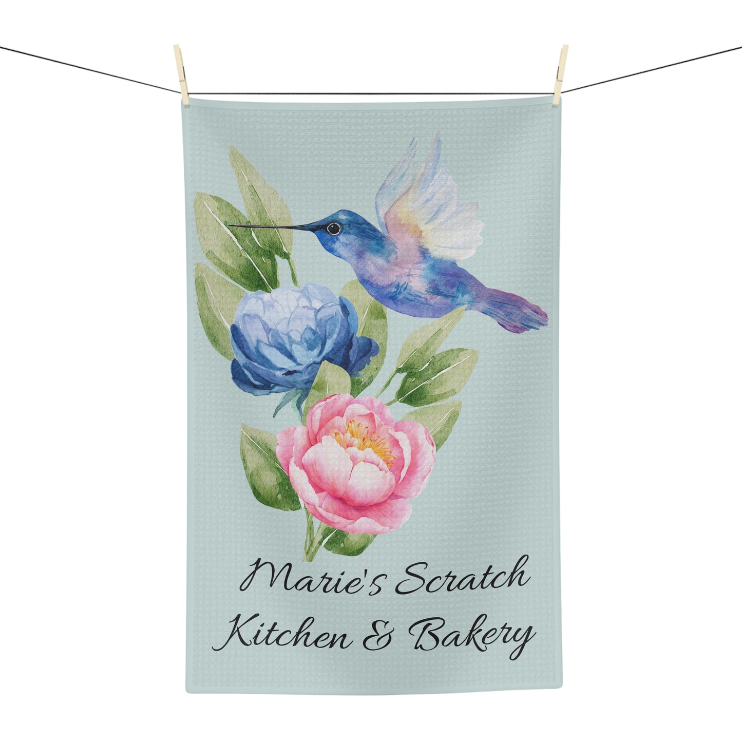 Personalize it! Hummingbird Floral Tea Towel