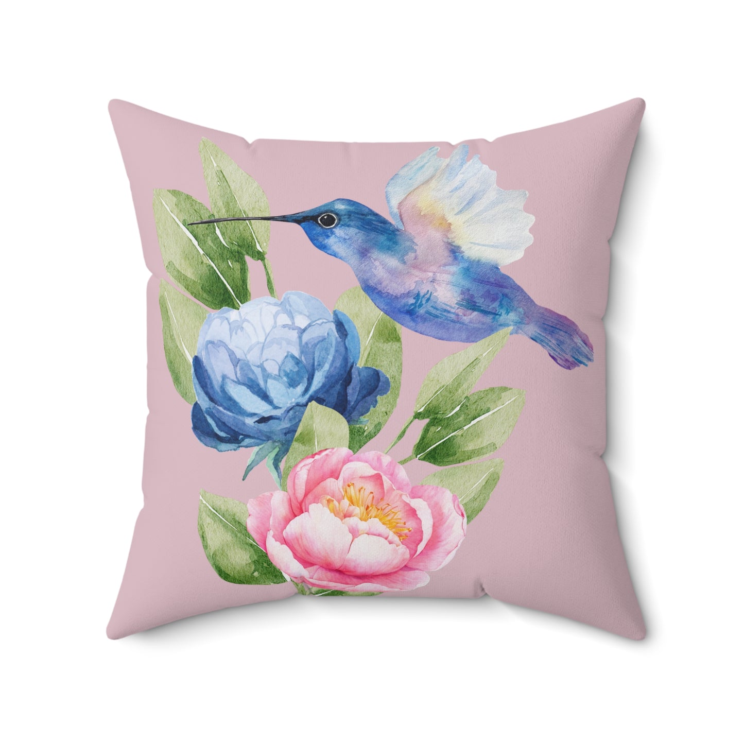 Personalize it! Watercolor Hummingbird Floral Throw Pillow