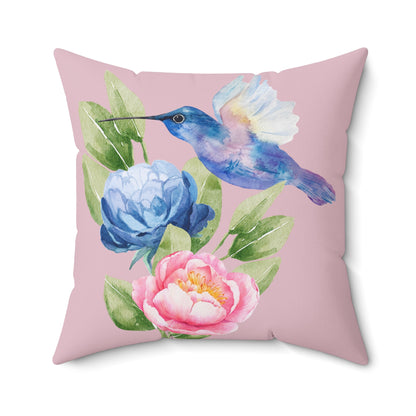 Personalize it! Watercolor Hummingbird Floral Throw Pillow