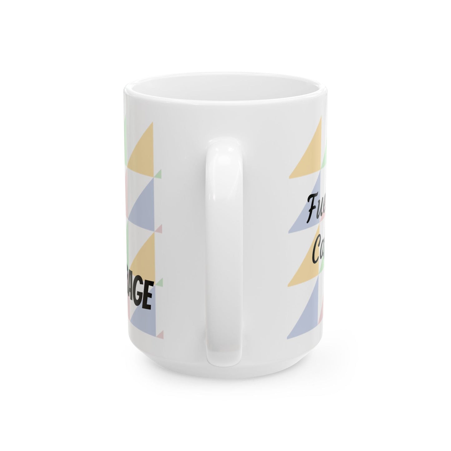 "Fueled by Caffeine" Pastel Geometric Ceramic Mug — 11oz & 15oz