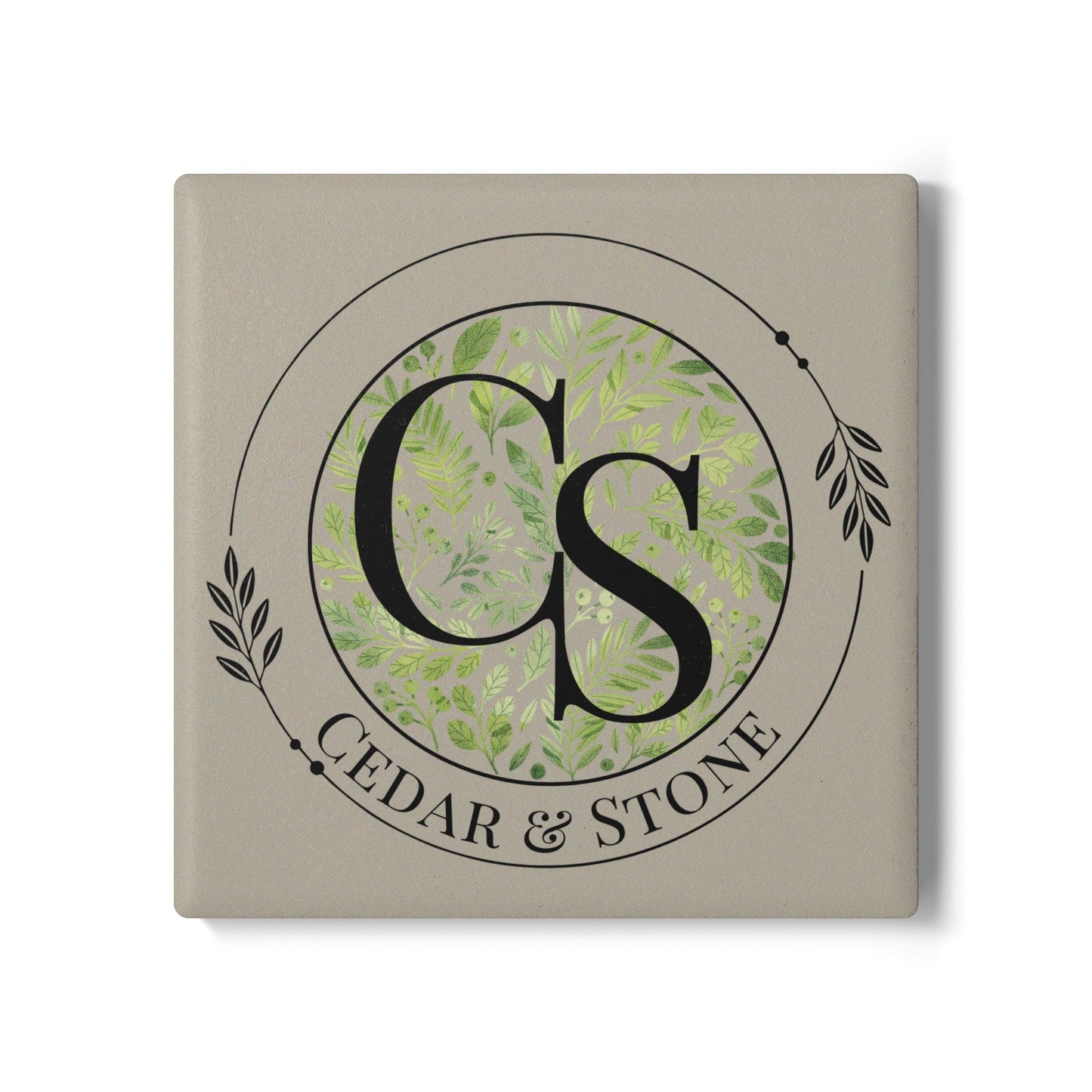 Personalize it! Cedar & Stone Monogram Ceramic Coaster