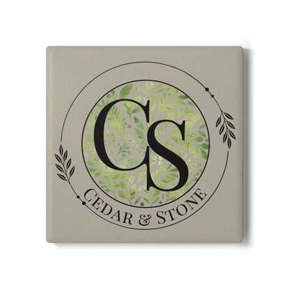 Personalize it! Cedar & Stone Monogram Ceramic Coaster