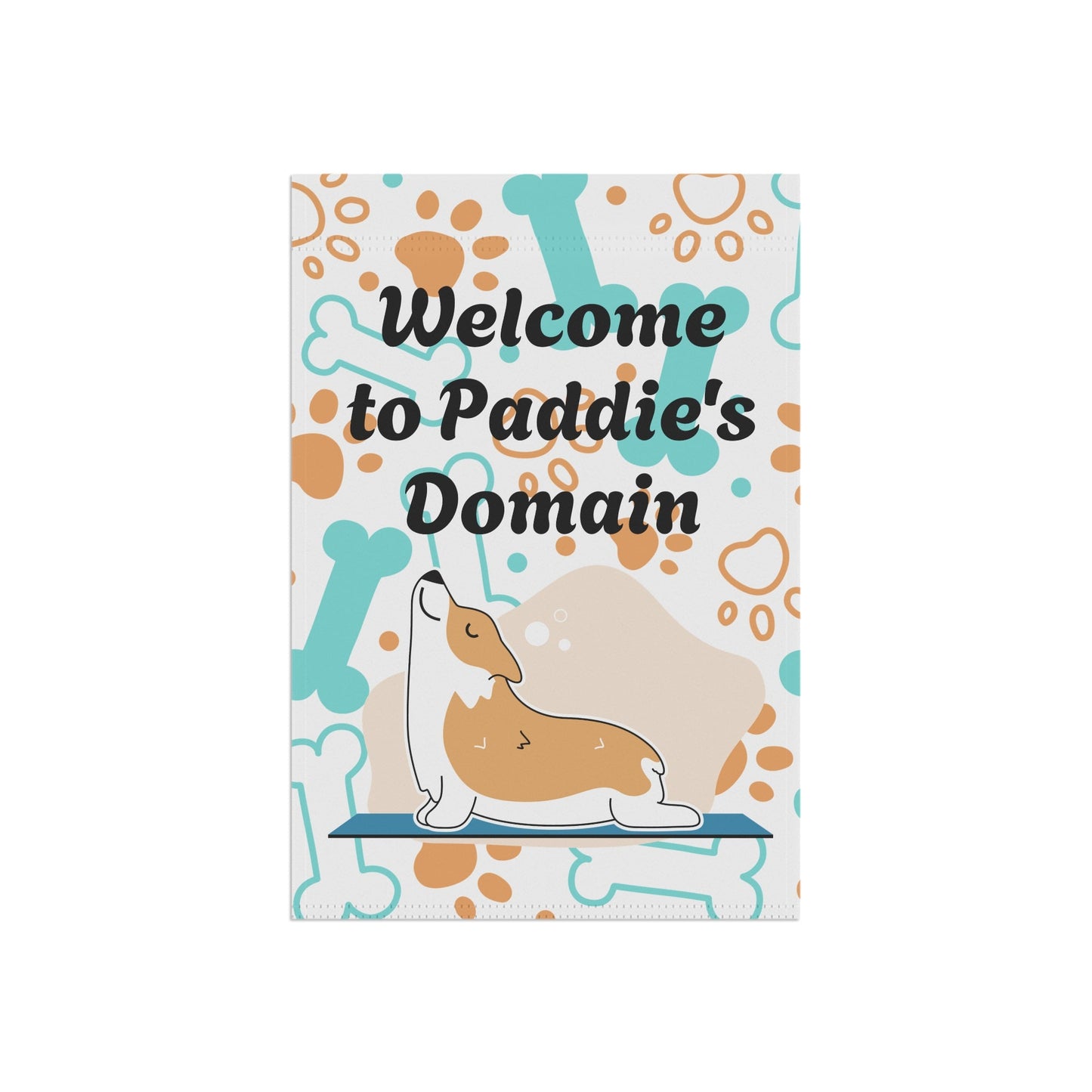 Personalized Corgi Garden Flag - "Welcome to Paddie's Domain" Decorative House Banner