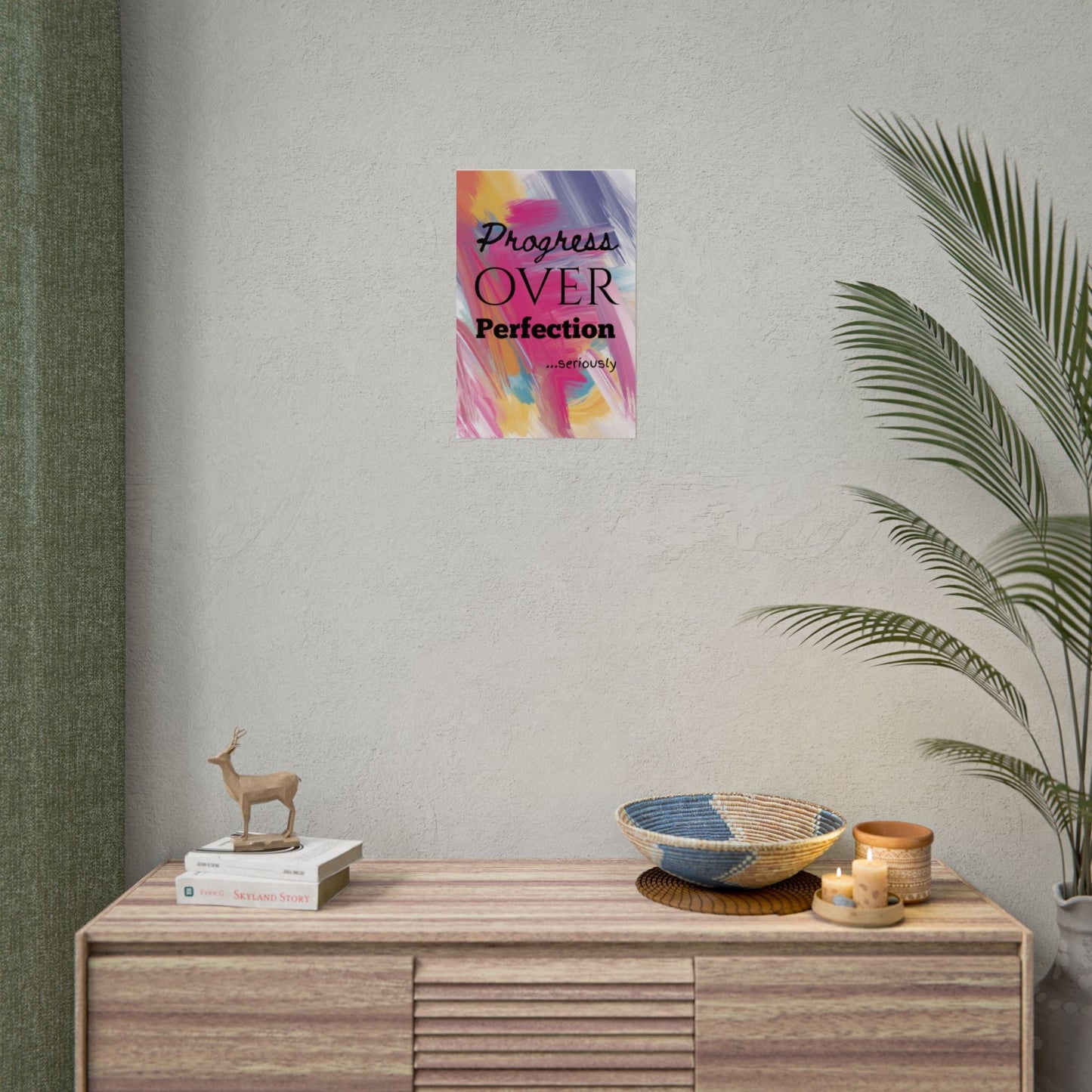 "Progress Over Perfection" — Motivational Wall Art Print for Office & Studio