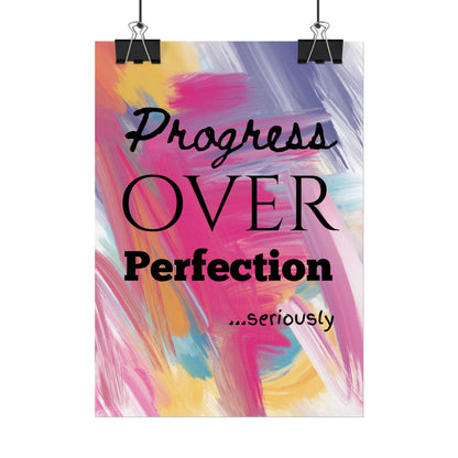 "Progress Over Perfection" — Motivational Wall Art Print for Office & Studio