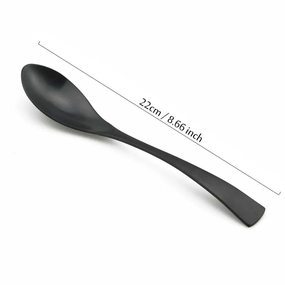 Matte Black Stainless Steel Flatware Set — Individual Pieces in 7 Styles for Kitchen & Dining
