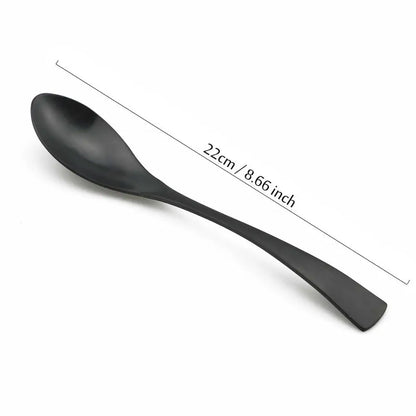 Matte Black Stainless Steel Flatware Set — Individual Pieces in 7 Styles for Kitchen & Dining