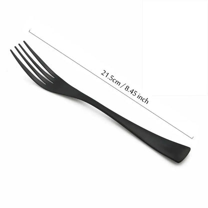 Matte Black Stainless Steel Flatware Set — Individual Pieces in 7 Styles for Kitchen & Dining