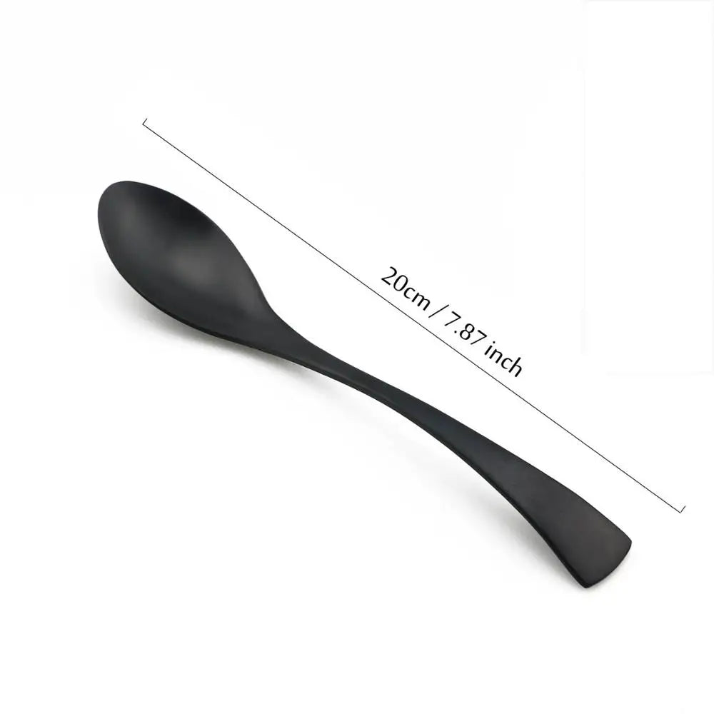 Matte Black Stainless Steel Flatware Set — Individual Pieces in 7 Styles for Kitchen & Dining