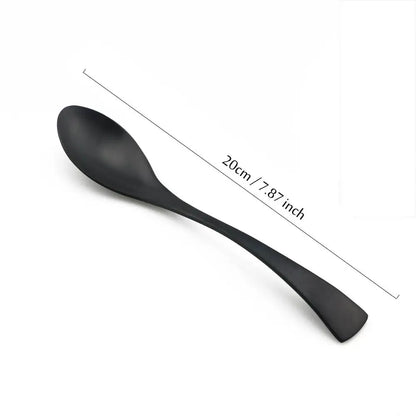 Matte Black Stainless Steel Flatware Set — Individual Pieces in 7 Styles for Kitchen & Dining