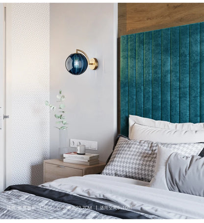 Nordic Stained Glass Ball Wall Lamp — Colorful Bedside & Bathroom Mirror Light in 4 Glass Colors