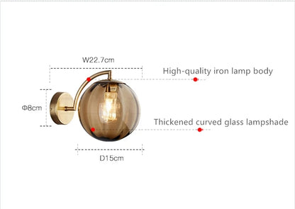 Nordic Stained Glass Ball Wall Lamp — Colorful Bedside & Bathroom Mirror Light in 4 Glass Colors