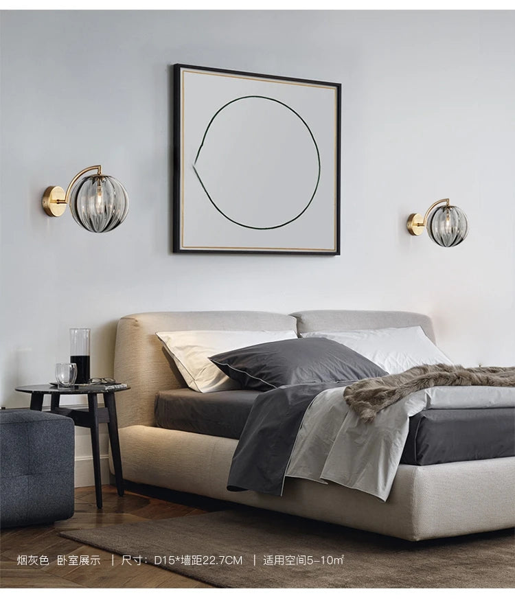 Nordic Stained Glass Ball Wall Lamp — Colorful Bedside & Bathroom Mirror Light in 4 Glass Colors