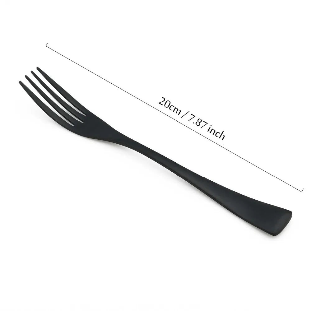 Matte Black Stainless Steel Flatware Set — Individual Pieces in 7 Styles for Kitchen & Dining