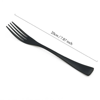Matte Black Stainless Steel Flatware Set — Individual Pieces in 7 Styles for Kitchen & Dining
