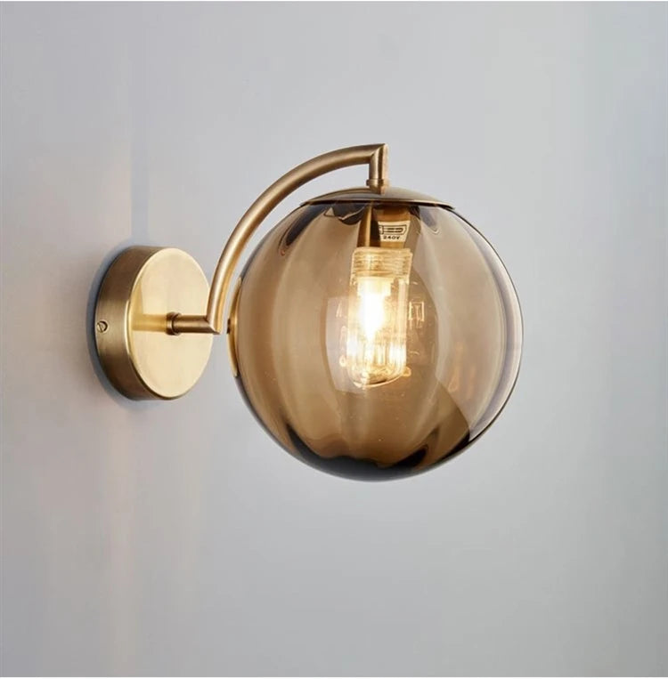 Nordic Stained Glass Ball Wall Lamp — Colorful Bedside & Bathroom Mirror Light in 4 Glass Colors