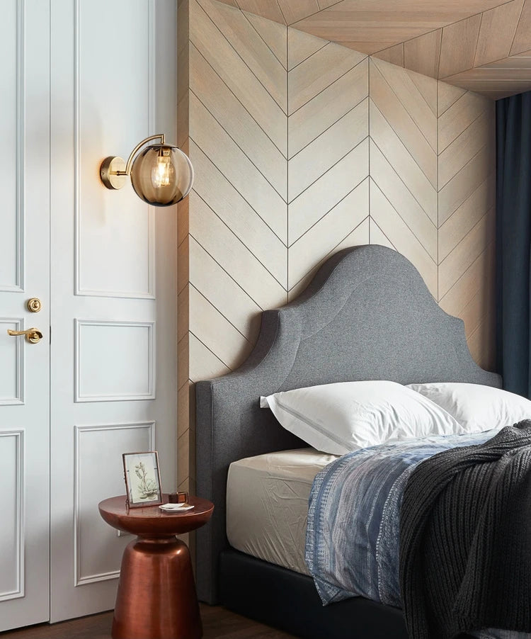 Nordic Stained Glass Ball Wall Lamp — Colorful Bedside & Bathroom Mirror Light in 4 Glass Colors