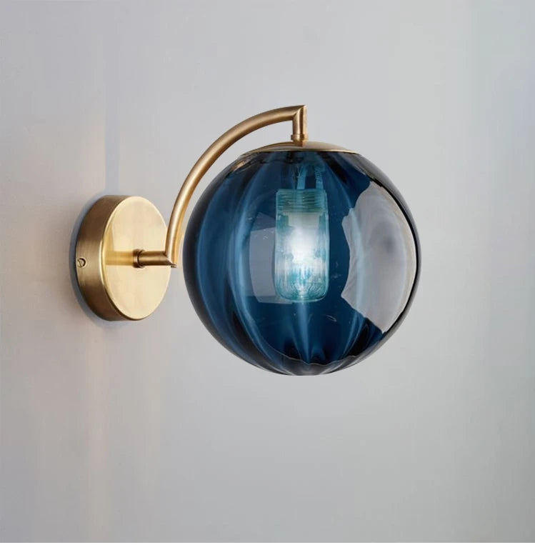 Nordic Stained Glass Ball Wall Lamp — Colorful Bedside & Bathroom Mirror Light in 4 Glass Colors