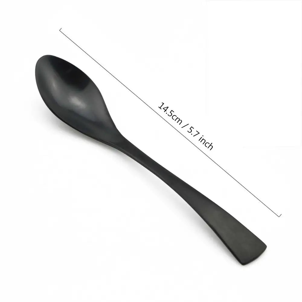 Matte Black Stainless Steel Flatware Set — Individual Pieces in 7 Styles for Kitchen & Dining