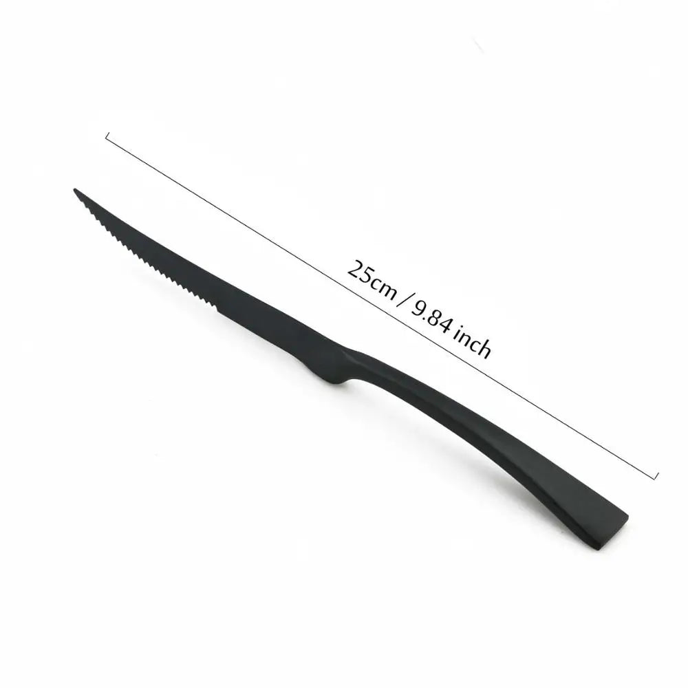 Matte Black Stainless Steel Flatware Set — Individual Pieces in 7 Styles for Kitchen & Dining