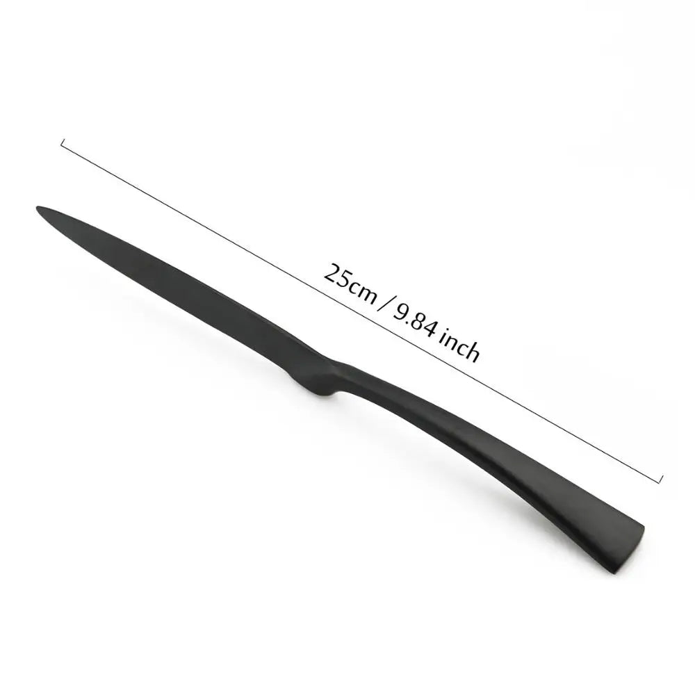 Matte Black Stainless Steel Flatware Set — Individual Pieces in 7 Styles for Kitchen & Dining