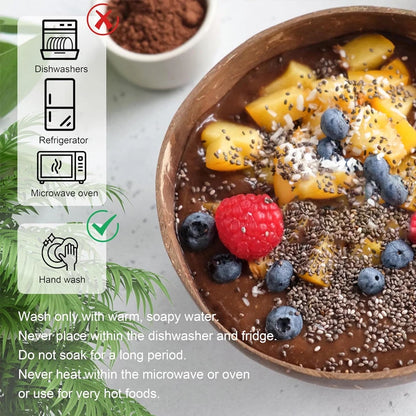 Natural Coconut Bowl Set — Eco-Friendly Wooden Bowl for Smoothies, Salads & Ramen
