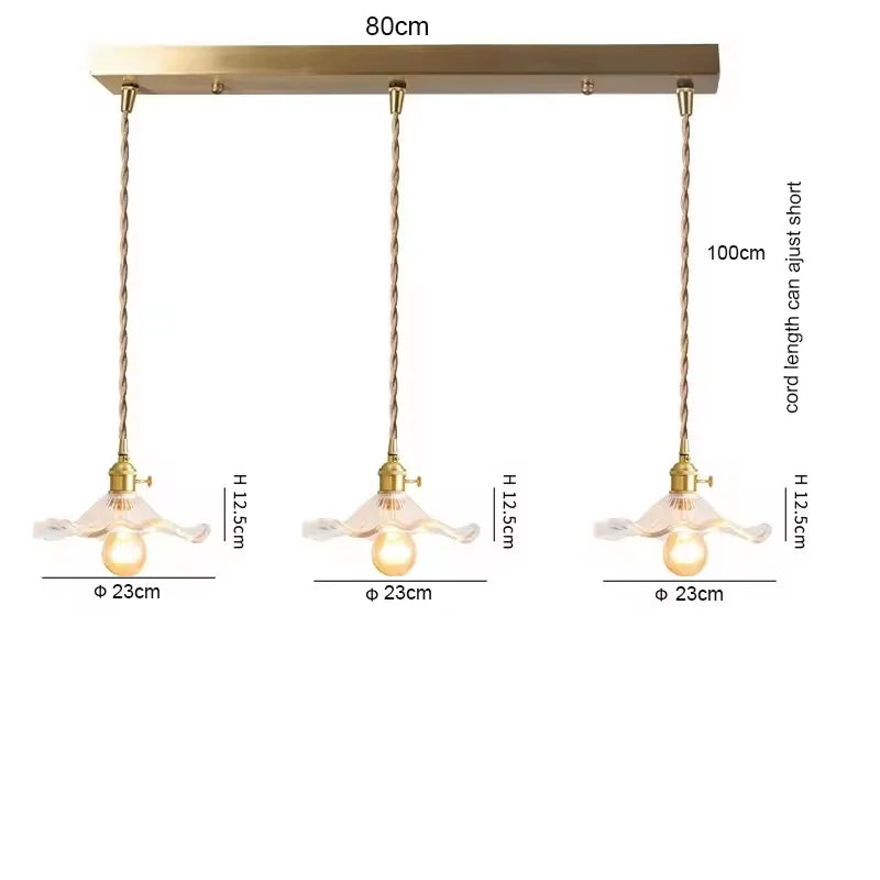 Art Deco Copper Glass Pendant Light — Colorful Edison Ceiling Chandelier for Bedroom, Living Room & Bar