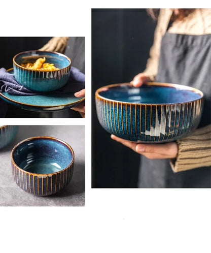 Nordic Kiln Glazed Ceramic Bowl & Plate Collection — Handcrafted Tableware in 10 Styles