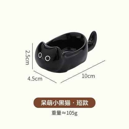 Ceramic Cat-Shaped Mini Dipping Plate — 4-Inch Side Dish & Decorative Cat Bowl in Black or Yellow