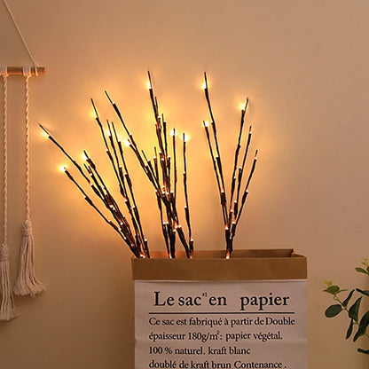 LED Willow Branch Twig Lamp — 20-Bulb Bendable Vase Light for Bedroom & Home Decor in 6 Colors