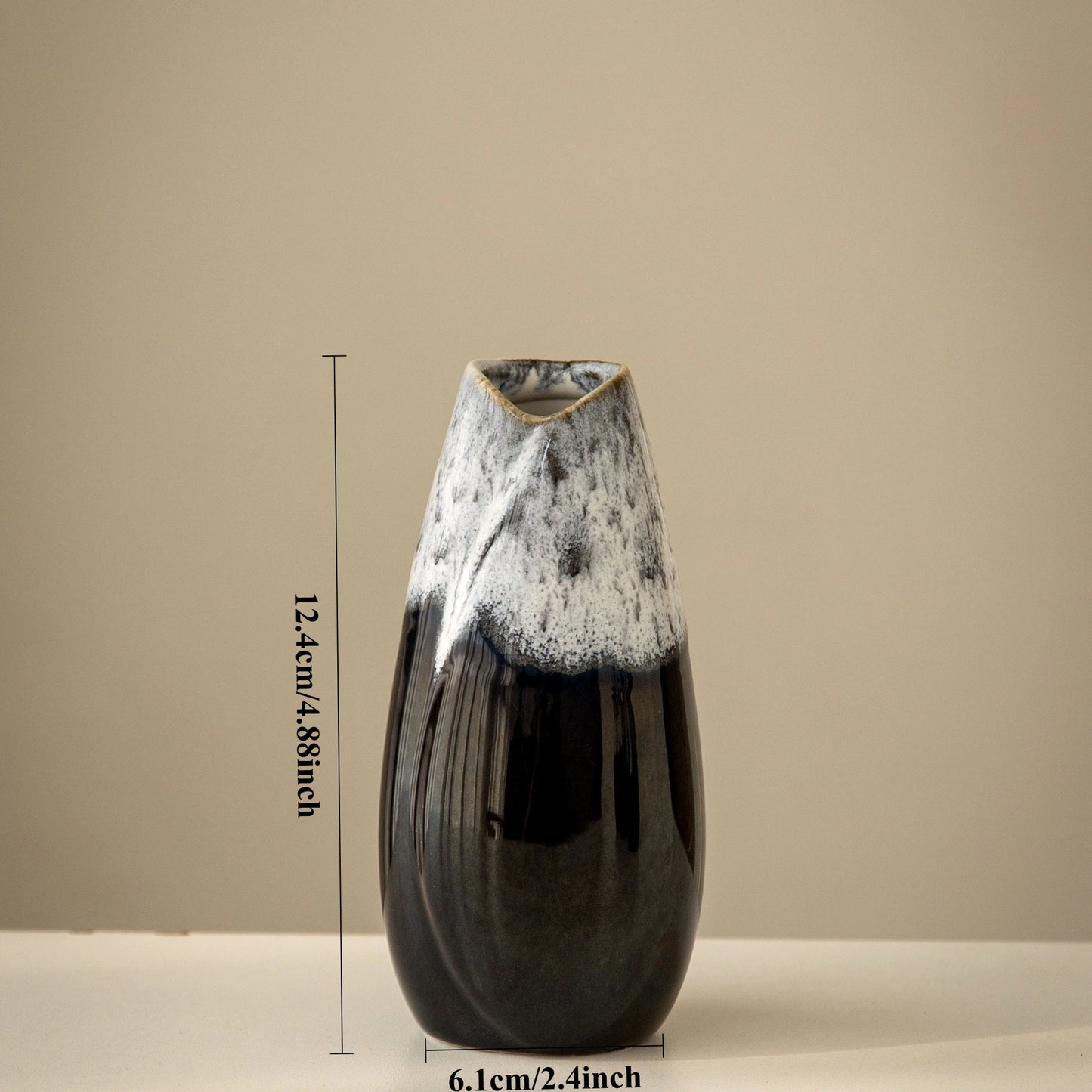 Japanese Kiln-Glazed Ceramic Vase — Handmade Retro Flower Arrangement Vase for Living Room & Foyer