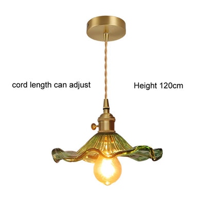Art Deco Copper Glass Pendant Light — Colorful Edison Ceiling Chandelier for Bedroom, Living Room & Bar