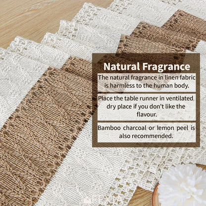 Macrame Tassel Table Runner — Cream & Brown Boho Farmhouse Table Runner in 11 Sizes