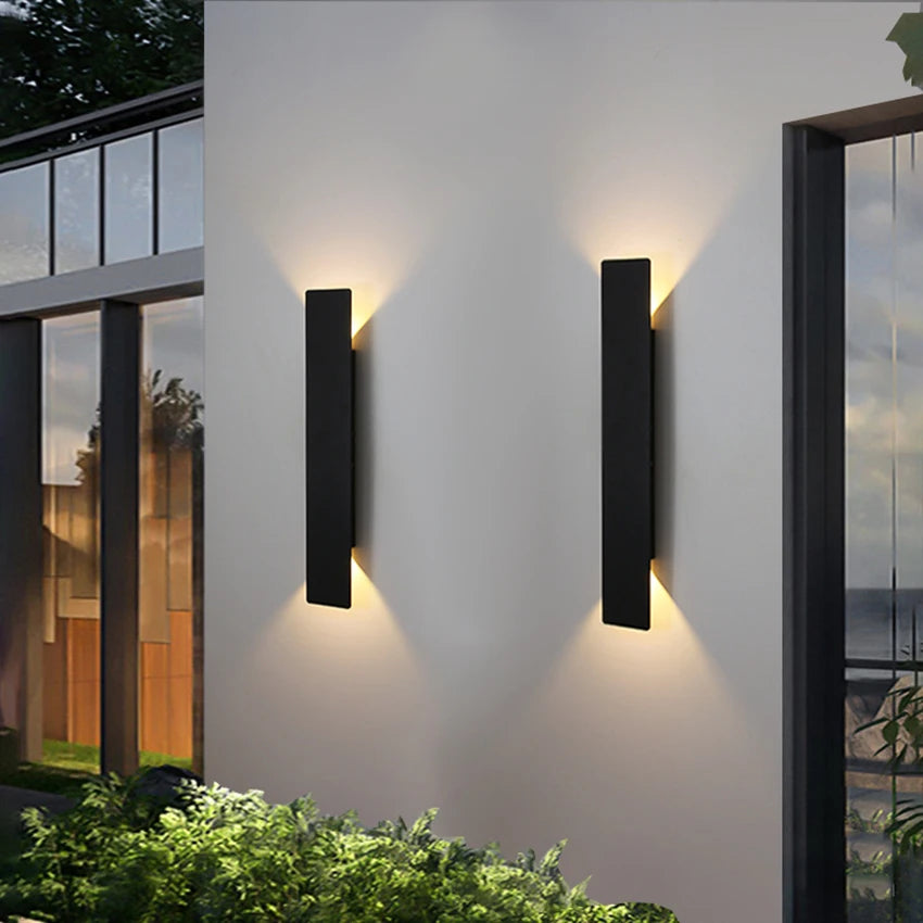 IP65 Waterproof Outdoor LED Wall Lamp — Aluminum Up & Down Light in Black or White, 4 Wattages