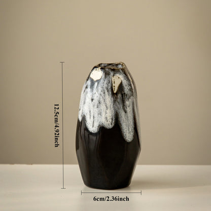 Japanese Kiln-Glazed Ceramic Vase — Handmade Retro Flower Arrangement Vase for Living Room & Foyer