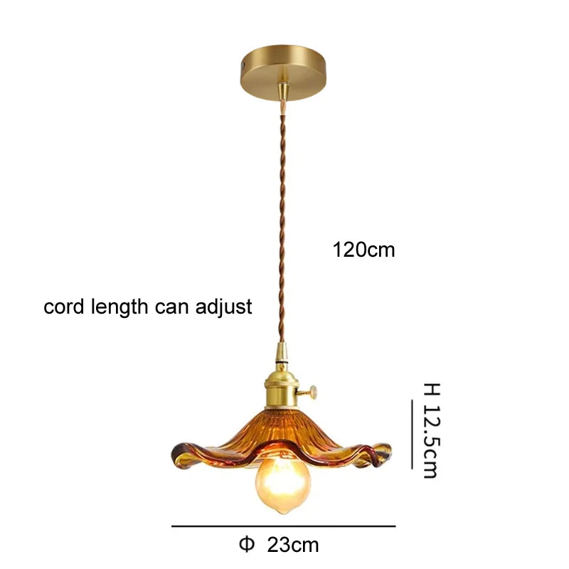 Art Deco Copper Glass Pendant Light — Colorful Edison Ceiling Chandelier for Bedroom, Living Room & Bar
