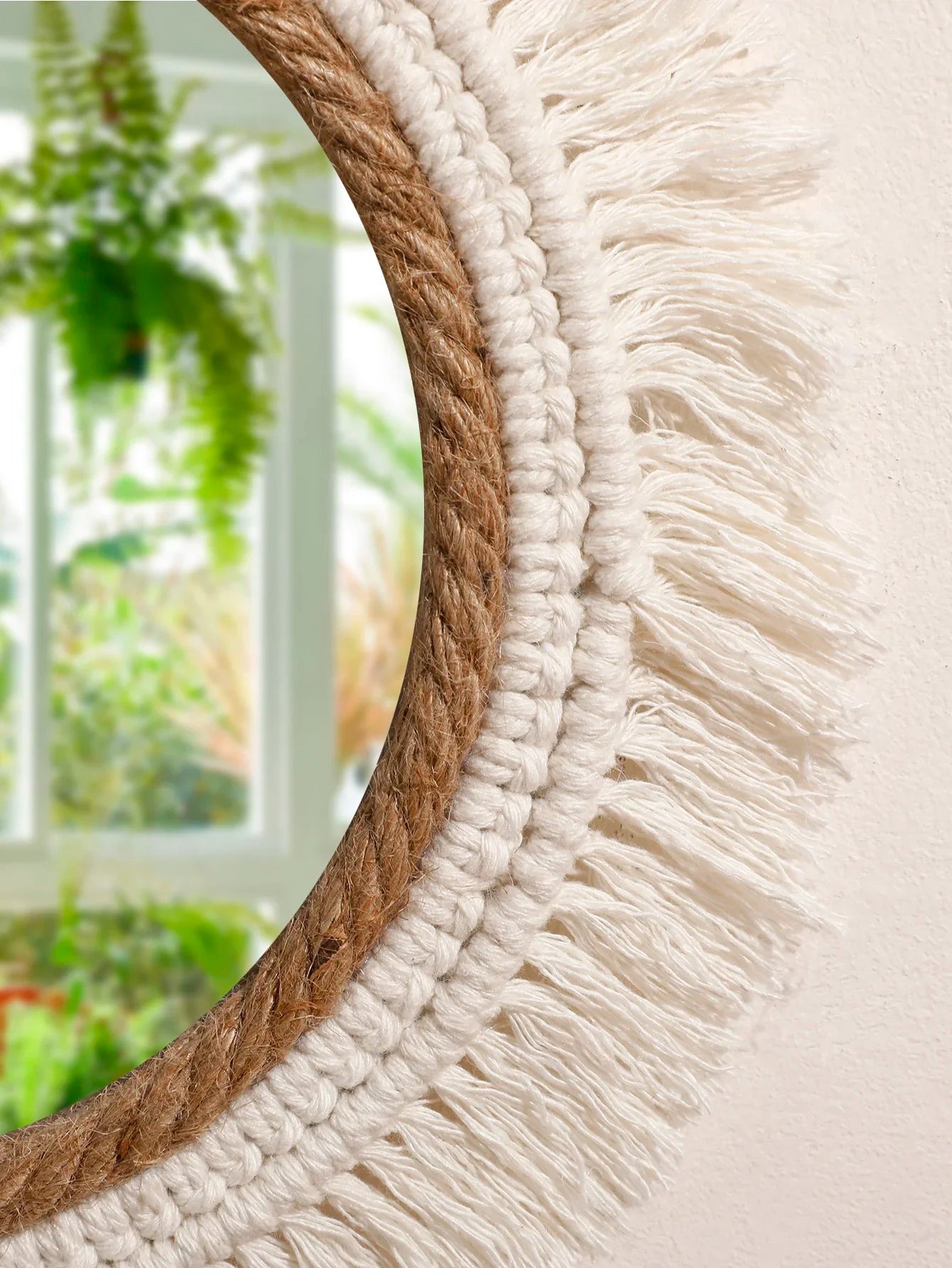 Bohemian Woven Round Wall Mirror — Handmade Boho Decorative Mirror in 3 Sizes