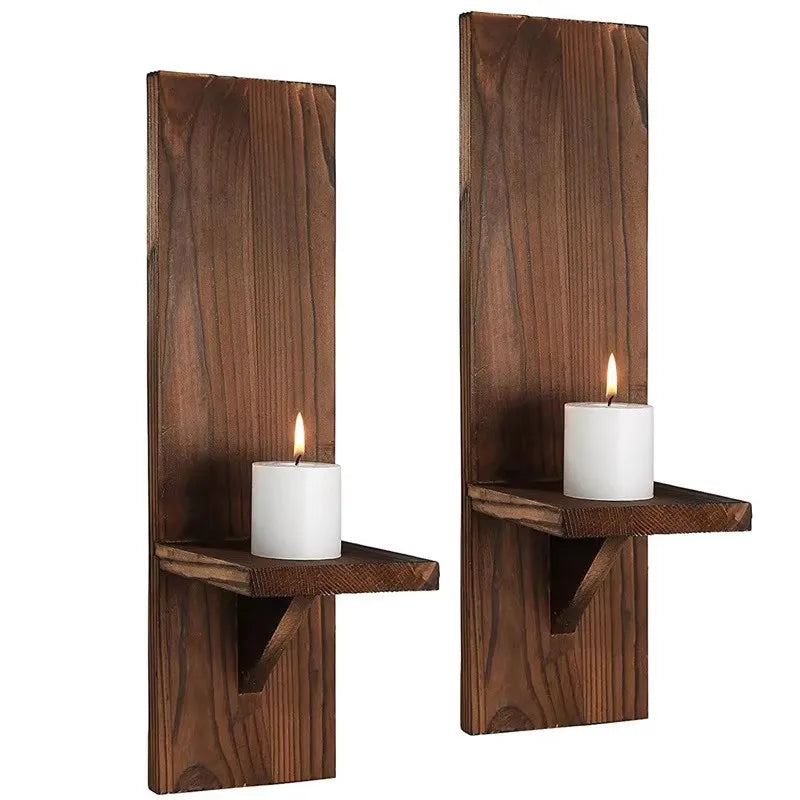 Art Deco Wooden Wall-Mounted Vase Display Rack — Wall Hanging Shelf for Vases, Candles & Home Decor