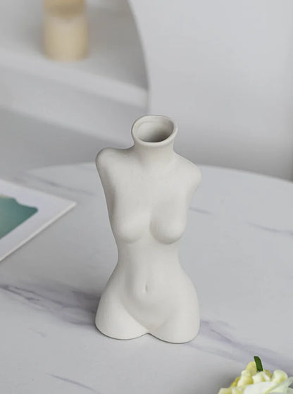 Ceramic Human Form Vase — Nordic Sculptural Body Art Vase for Dried Flowers & Home Decor