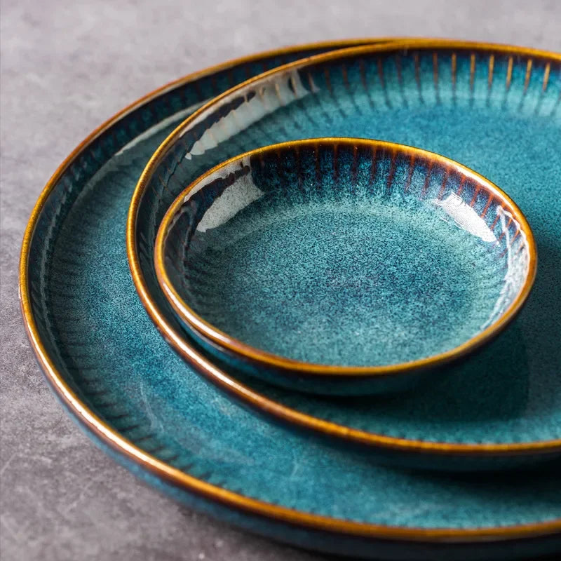 Nordic Kiln Glazed Ceramic Bowl & Plate Collection — Handcrafted Tableware in 10 Styles