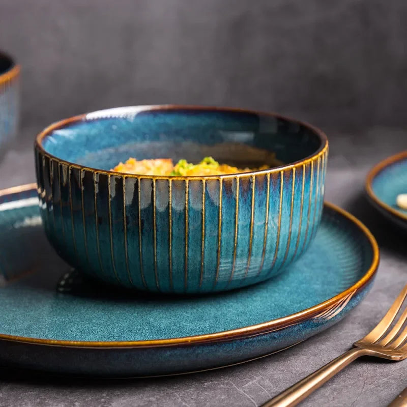 Nordic Kiln Glazed Ceramic Bowl & Plate Collection — Handcrafted Tableware in 10 Styles