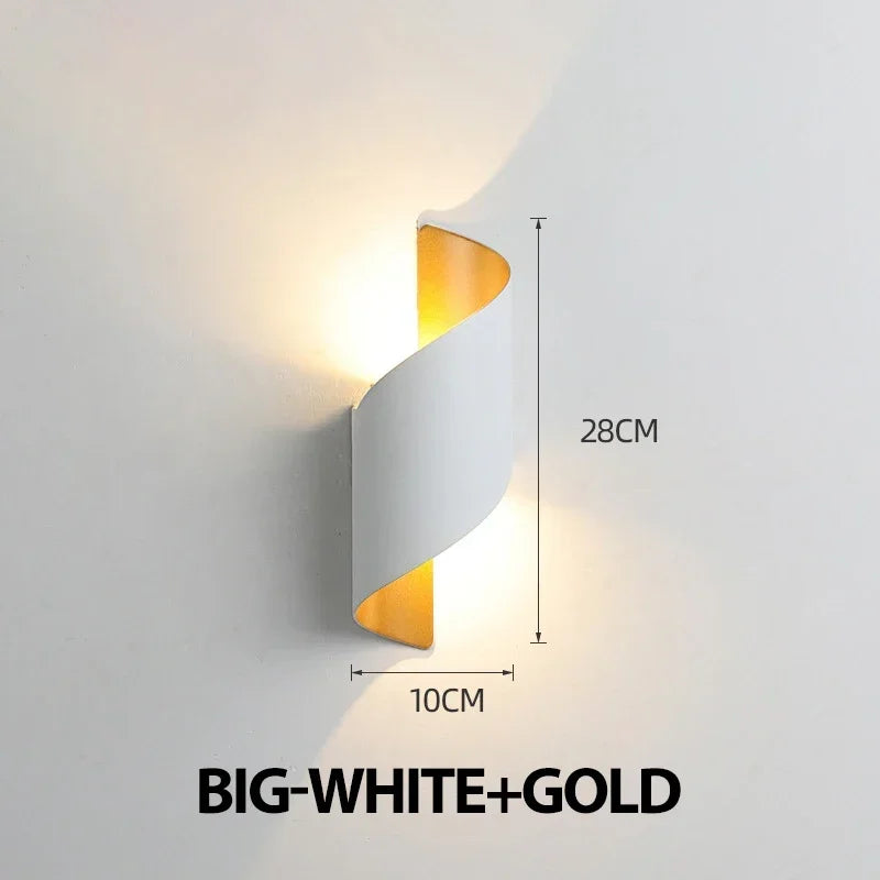 10W Nordic LED Wall Sconce — IP65 Waterproof Spiral Design Indoor & Outdoor Light in 4 Finishes