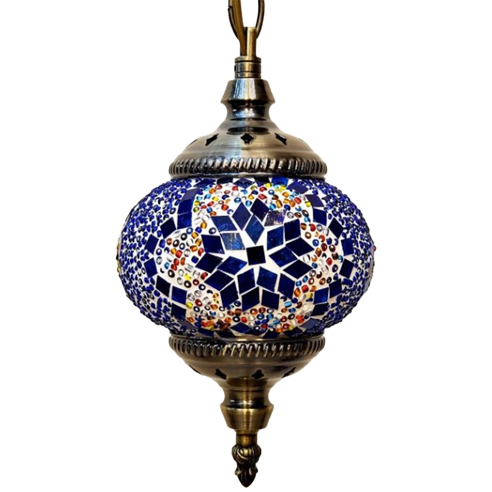 Turkish Moroccan Mosaic Pendant Lamp — Handcrafted Glass Hanging Ceiling Light