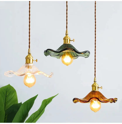 Art Deco Copper Glass Pendant Light — Colorful Edison Ceiling Chandelier for Bedroom, Living Room & Bar