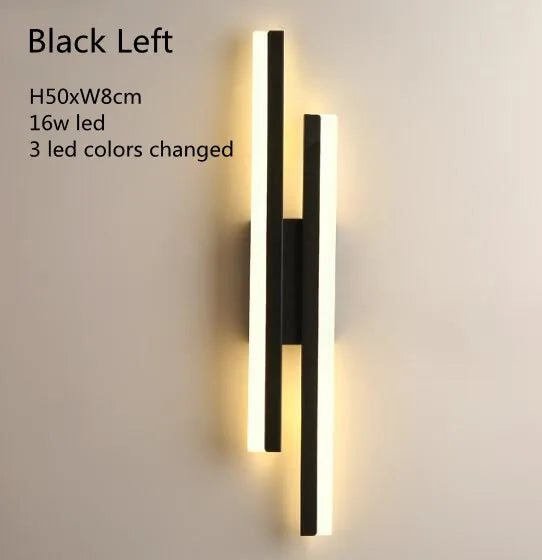 Nordic Dimmable LED Wall Sconce — 3-Color Iron & Acrylic Bedside Lamp in Black or Gold, Left or Right