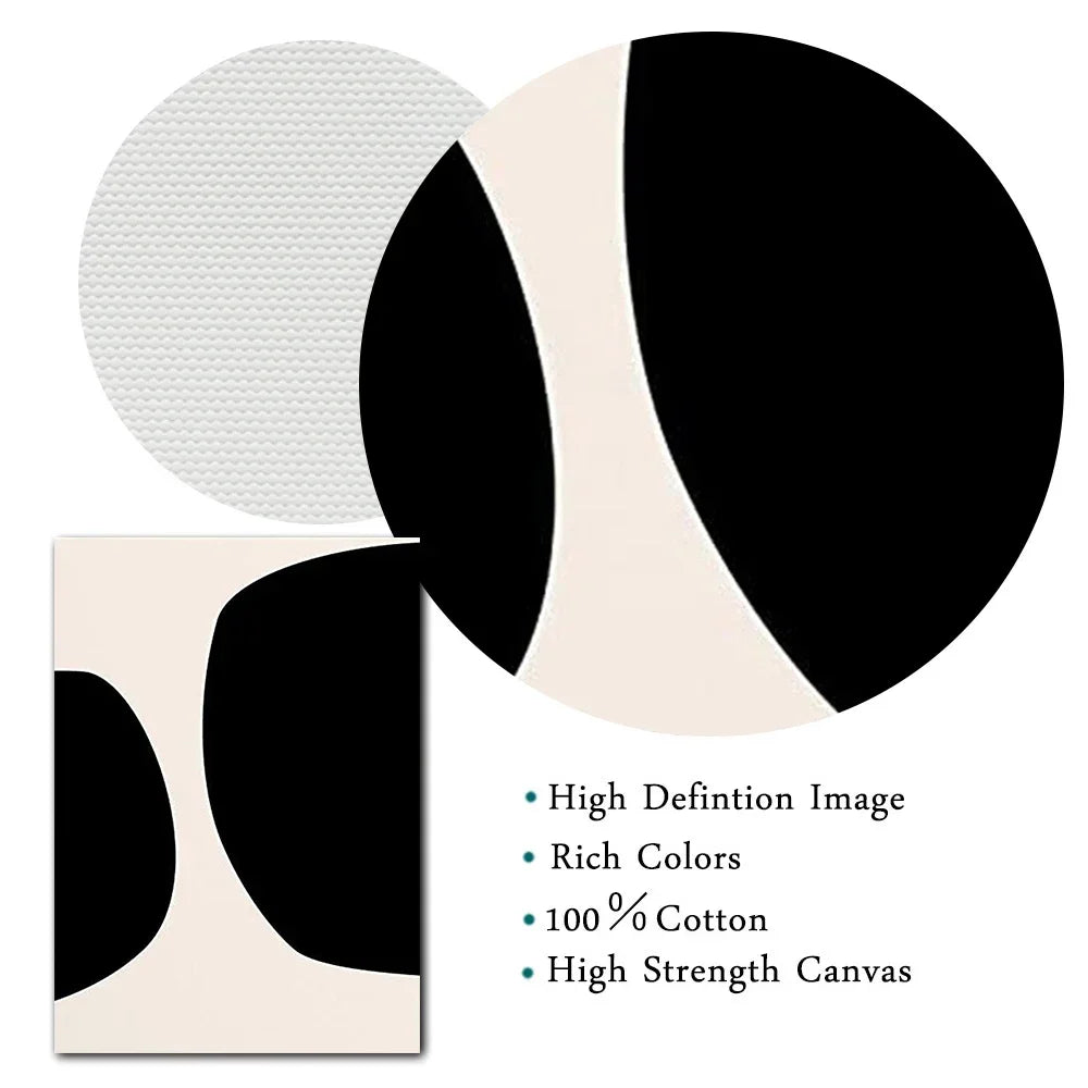 Mid-Century Abstract Black Arches Canvas Wall Art — Unframed HD Print for Living Room & Bedroom
