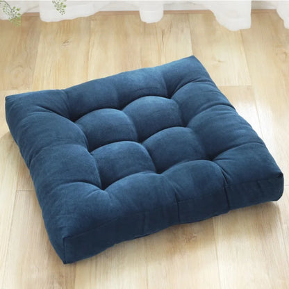 Corduroy Floor Meditation Cushion — Thick Tufted Square Yoga Seat Pillow