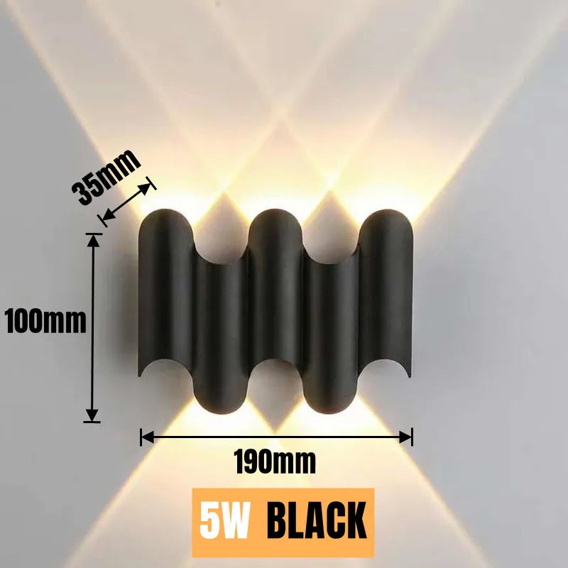 IP65 Waterproof LED Wall Lamp — Up & Down Outdoor & Indoor Light in 3W, 5W or 7W, Black or Gold