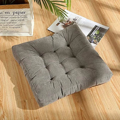 Corduroy Floor Meditation Cushion — Thick Tufted Square Yoga Seat Pillow