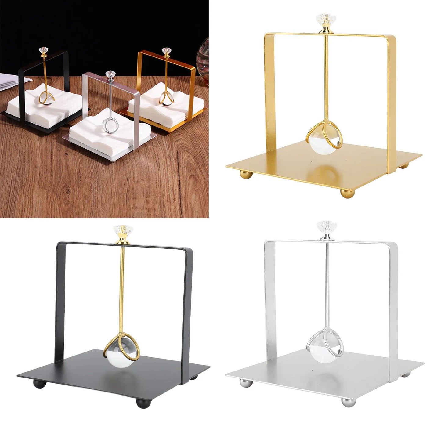 Modern Metal Napkin Holder with Lift Handle — Elegant Square Dispenser for Home & Dining